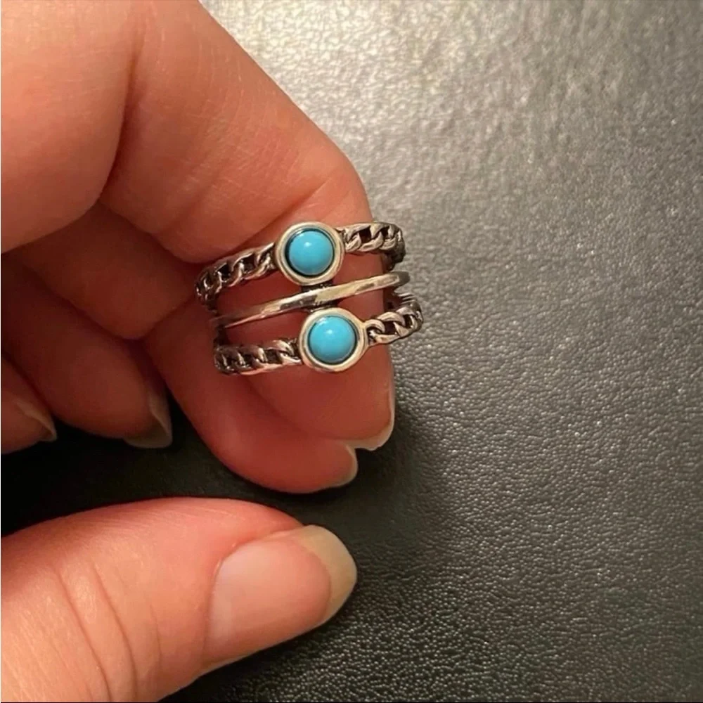 Size 8 Turquoise Rope Ring NEW NEW